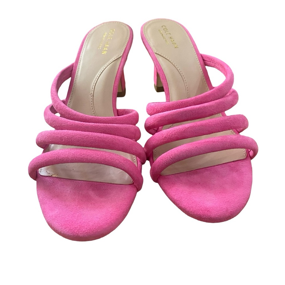Cole Haan Women's Barbie pink Strappy suede Adella Sandal‎ Heels size 9.5